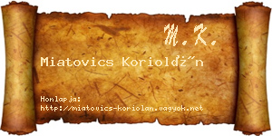 Miatovics Koriolán névjegykártya
